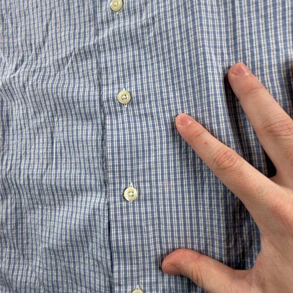 Gitman Bros USA XL Cotton Check Blue American Button Up Long Sleeve Shirt Men - Picture 12 of 16